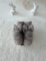 0-3 Months Angora Bunny Booties – Baby Alpaca, Genuine Fur Pom Poms - Image 11