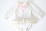 Knit Alpaca Baby Romper & Bonnet Set – Cream Sitter Outfit - Image 5
