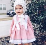 Baby girl popcorn bonnet - Alpaca yarn - Cream color - Image 5