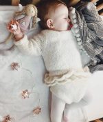 Knit Alpaca Baby Romper & Bonnet Set – Cream Sitter Outfit - Image 6