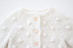 Hand-Knitted Cream Alpaca Baby Cardigan – Popcorn Knit, Heart Buttons - Image 5