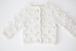 Hand-Knitted Cream Alpaca Baby Cardigan – Popcorn Knit, Heart Buttons - Image 6