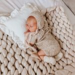 Handmade Baby Alpaca Newborn Romper – Light Brown Photo Prop