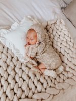 Hand Knit Alpaca Baby Boy Set – Newborn Photo Prop
