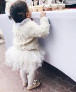 Hand-Knitted Cream Alpaca Baby Cardigan – Popcorn Knit, Heart Buttons - Image 3