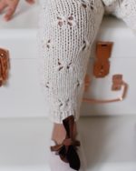 Cream Merino Wool Baby Outfit – Knit Sweater & Pants, Elephant Toy - Image 3