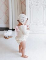 Knit Alpaca Baby Romper & Bonnet Set – Cream Sitter Outfit