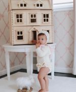 Knit Alpaca Baby Romper & Bonnet Set – Cream Sitter Outfit - Image 2