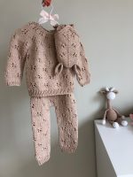 Merino Baby Knit Set – Beige Sweater, Pants & Elf Bonnet - Image 3