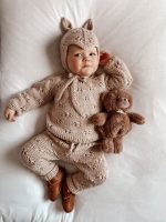 Merino Baby Knit Set – Beige Sweater, Pants & Elf Bonnet