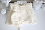 Merino Baby Sweater and Bonnet Set – Cream Ruffle Knit Outfit - Image 8
