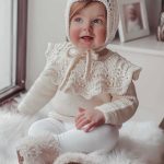 Merino Baby Sweater and Bonnet Set – Cream Ruffle Knit Outfit