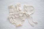 Merino Baby Romper and Bonnet Set – Cream & Pale Pink - Image 3