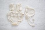 Merino Baby Romper and Bonnet Set – Cream & Pale Pink - Image 8