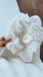 Baby Alpaca Knit Romper Set, Bonnet and Socks, Cream Photo Prop - Image 7