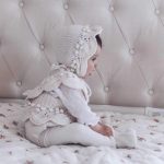 Merino Baby Romper and Bonnet Set – Cream & Pale Pink