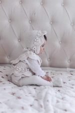 Merino Baby Romper and Bonnet Set – Cream & Pale Pink