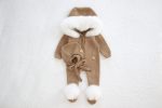 Merino Baby Romper Set – Fur Trim Hood & Bonnet