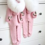 Merino Baby Romper – Pink Knit Footie, Genuine Fur Trim Hood