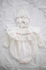 Embroidered Angora Ruffle Romper and Bonnet – Baby Photo Props - Image 9
