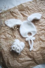 Baby bunny bonnet and booties - Set of 2 - Photography props baby - Image 5