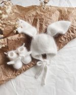 Baby bunny bonnet and booties - Set of 2 - Photography props baby - Image 2