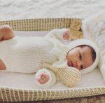 Hand Knit Baby Alpaca Romper and Bonnet Set – Cream Photo Prop - Image 6