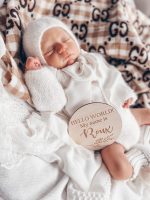 Hand Knit Baby Alpaca Romper and Bonnet Set – Cream Photo Prop - Image 4