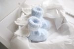 Angora Baby Booties – Newborn with Angel Wings - Image 2