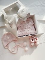 Merino Wool Baby Romper Set – Pink Popcorn Knit Outfit - Image 7