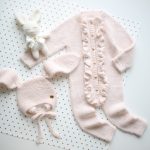 Pale Pink Baby Romper and Bunny Bonnet Set – Merino Mohair Blend