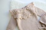 2T Merino Knit Baby Romper and Bonnet Set – Beige Photo Prop - Image 3