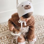 Cream Merino Baby Bear Bonnet and Socks Set
