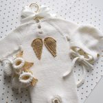Merino Knit Baby Angel Outfit – Romper, Bonnet & Booties