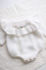 Embroidered Angora Ruffle Romper and Bonnet – Baby Photo Props - Image 2