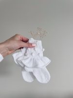 Cotton Baby Romper Set – White Popcorn Knit, Bonnet & Socks - Image 7