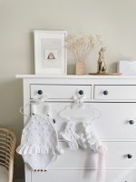 Cotton Baby Romper Set – White Popcorn Knit, Bonnet & Socks - Image 6