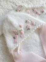 Angora Baby Romper and Bonnet Set – Floral Photo Prop - Image 3