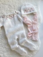 Angora Baby Romper and Bonnet Set – Floral Photo Prop - Image 2