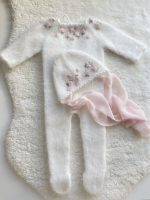 Angora Baby Romper and Bonnet Set – Floral Photo Prop