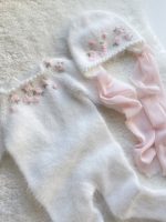 Angora Baby Romper and Bonnet Set – Floral Photo Prop - Image 5