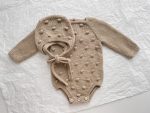 Hand Knitted Merino Baby Romper and Bonnet Set – Brown Photo Prop