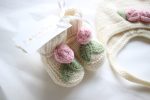 Baby girl romper bonnet and booties with roses - Set of 3 - Photo pros - Image 8
