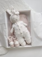 Crochet Bunny Toy - Merino Wool, Popcorn Romper - Image 2