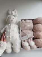 Crochet Bunny Toy - Merino Wool, Popcorn Romper - Image 6