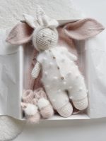 Crochet Bunny Toy - Merino Wool, Popcorn Romper - Image 7