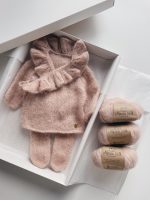 Baby Girl Alpaca Silk Set – Dusty Pink Ruffle Cardigan & Pants - Image 2
