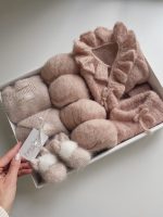 Baby Girl Alpaca Silk Set – Dusty Pink Ruffle Cardigan & Pants - Image 4