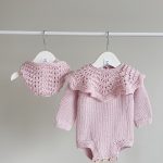 Merino Wool Baby Romper and Bonnet Set – Knitted Photo Prop