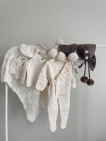 Merino Baby Romper and Bonnet Set - Cream Ruffle Outfit - Image 4